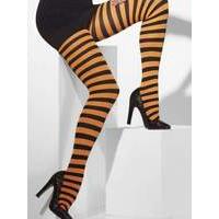 Opaque Tights Orange & Black Stripe