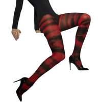 Opaque Tights Red & Black Tie Dye Print