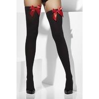 Opaque Hold-Ups Black with Red Bows
