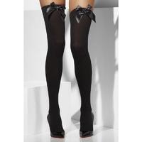 Opaque Hold-Ups Black with Black Bows
