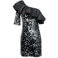 Opulence Sequin Ruffle One Shoulder Dress