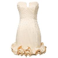 Opulence Pearl Trim Ruffle Hem Bandeau Dress