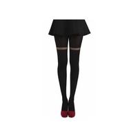 Opaque Tights with Sheer Stripe - Size: Size 8-14