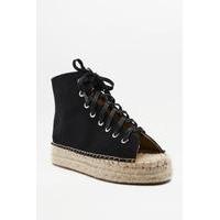 Open Toe Lace-Up Espadrille Booties, BLACK