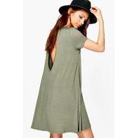 open back swing dress khaki