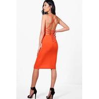 Open Back Midi Bodycon Dress - orange