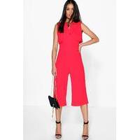 Open Back Layer Top Jumpsuit - red