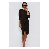 ophelia black bodycon midi dress