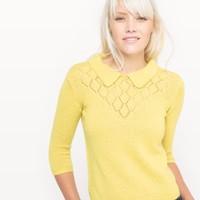 Openwork Jumper with Polo Collar