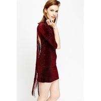 Open Tassel Back Velveteen Dress