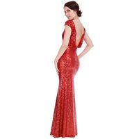 Open Back Sequin Maxi Dress - Red