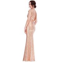 Open Back Sequin Maxi Dress - Champagne