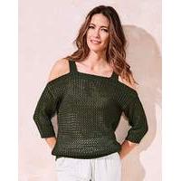 open knit cold shoulder jumper