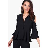 open shoulder blouse black