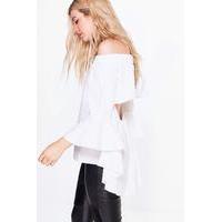 open back bardot tunic white