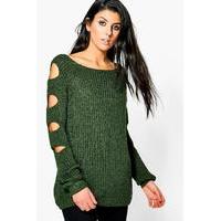 Open Arm Knitted Jumper - khaki