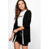 Open Front Cardigan With Metallic Placket - black