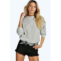 open knit turtle neck jumper silver