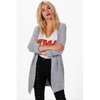 open knit sleeve cardigan silver