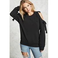 open shoulder bow sweatshirt