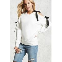 Open-Shoulder Bow Sweatshirt