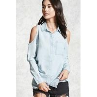 Open-Shoulder Chambray Shirt
