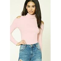 Open-Shoulder Turtleneck Top Knit