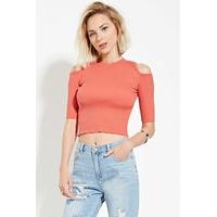 Open-Shoulder Ribbed Top