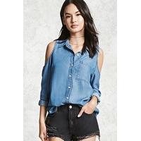 Open-Shoulder Chambray Shirt