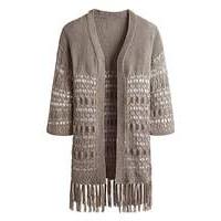 Open Knit Fringe Cardigan