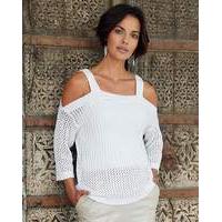 Open Knit Cold Shoulder Jumper