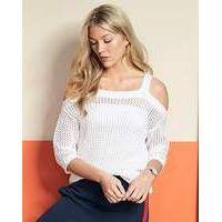 Open Knit Cold Shoulder Jumper