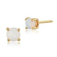 Opal Round Stud Earrings In 9ct Yellow Gold 3.50mm Claw Set