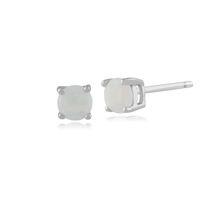 opal round stud earrings in 9ct white gold 350mm claw set