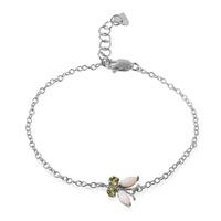 Opal and Peridot Adjustable Butterfly Bracelet 0.6ctw in 9ct White Gold