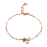 Opal and Peridot Adjustable Butterfly Bracelet 0.6ctw in 9ct Rose Gold