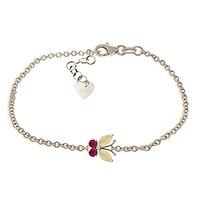 Opal and Ruby Adjustable Butterfly Bracelet 0.6ctw in 9ct White Gold