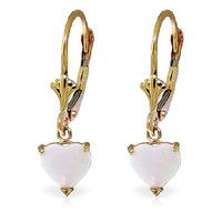 opal heart drop earrings 13ctw in 9ct gold