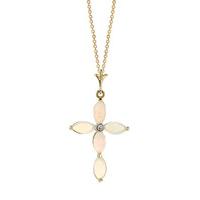 Opal and Diamond Vatican Cross Pendant Necklace 0.67ctw in 9ct Gold