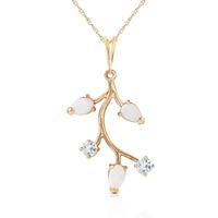 Opal and Aquamarine Vine Pendant Necklace 0.6ctw in 9ct Gold