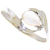 Opal and Diamond Flare Ring 0.25ct in 9ct White Gold