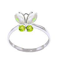 Opal and Peridot Butterfly Ring 0.7ctw in 9ct White Gold