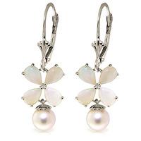 Opal and Pearl Drop Earrings 6.0ctw in 9ct White Gold