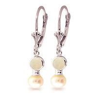 Opal and Pearl Drop Earrings 5.17ctw in 9ct White Gold