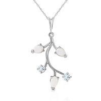 opal and aquamarine vine pendant necklace 06ctw in 9ct white gold