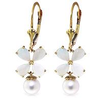 opal and pearl drop earrings 60ctw in 9ct gold