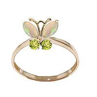 Opal and Peridot Butterfly Ring 0.7ctw in 9ct Gold