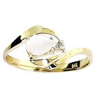 Opal and Diamond Flare Ring 0.25ct in 9ct Gold