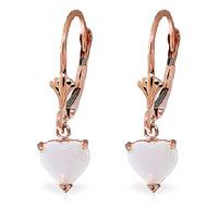 opal heart drop earrings 13ctw in 9ct rose gold