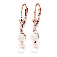 Opal and Pearl Drop Earrings 5.17ctw in 9ct Rose Gold